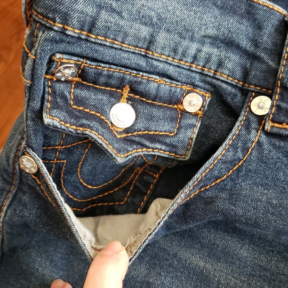 True Religion Dark Blue Jeans with Contrast Stitching